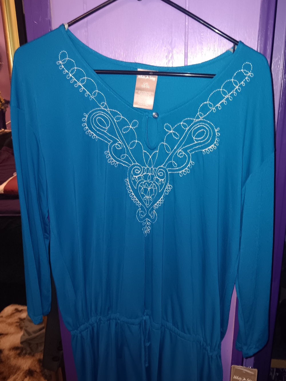Merona Teal Blue Embroidered V-Neck Tunic
